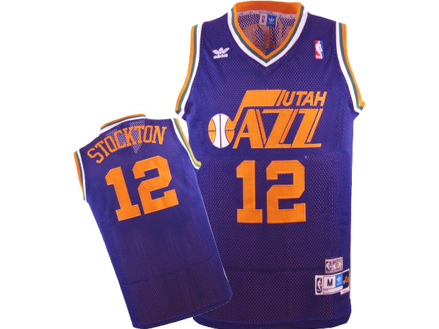  NBA Utah Jazz 12 John Stockton Throwback Swingman Purple jersey
